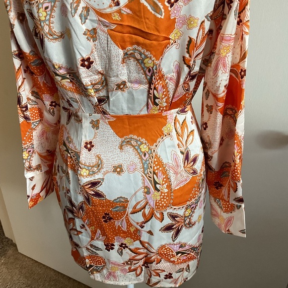 NWT Sweet Lemon Orange Floral Mini Dress Size S – Cute Long Sleeve Spring Party - Picture 8 of 8